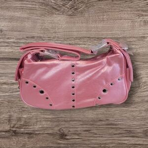 Ampere Pink Shoulder Bag With Studds Vegan Leather